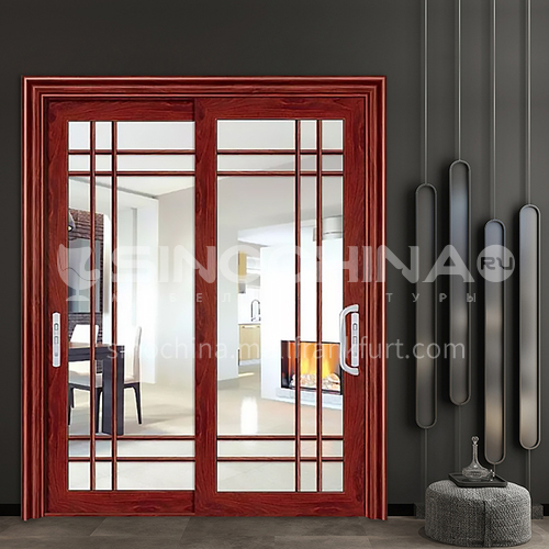1.2mm aluminum alloy two-track sliding door double-layer tempered glass lattice clause